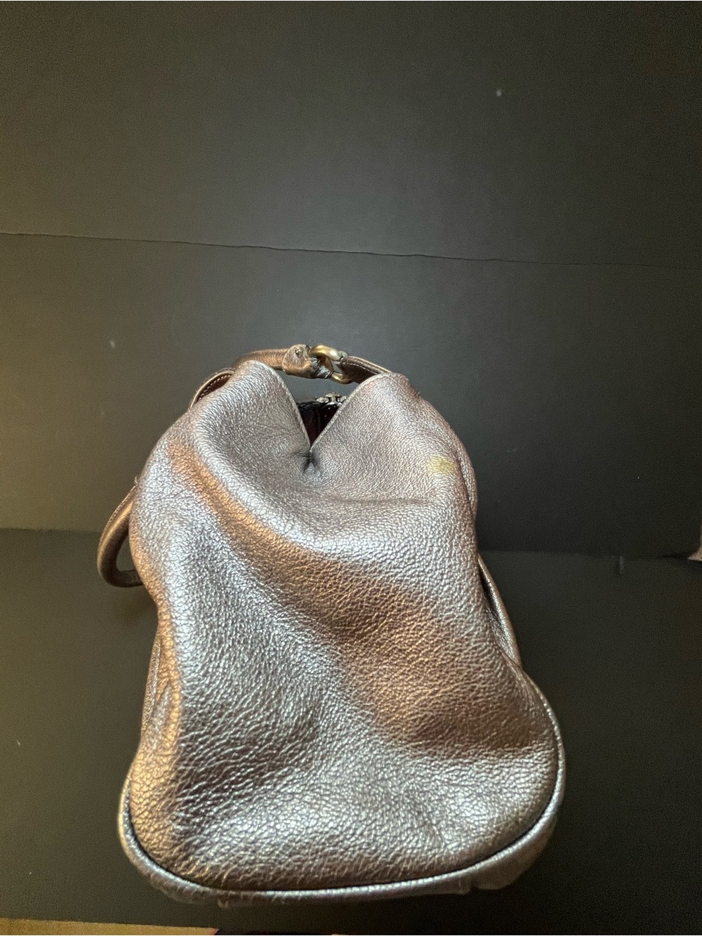 Salvatore Ferragamo Gancini Leather Bronze/gold Top-Handle Satchel - Picture 5 of 16